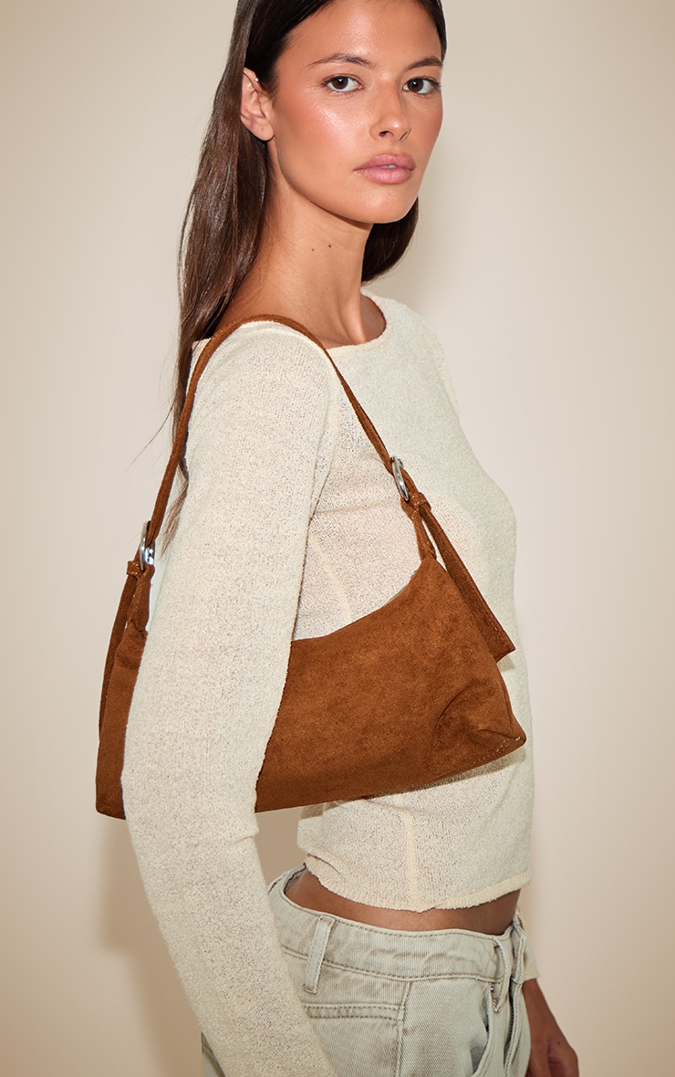 Tan Suede Adjustable Shoulder Bag image 1