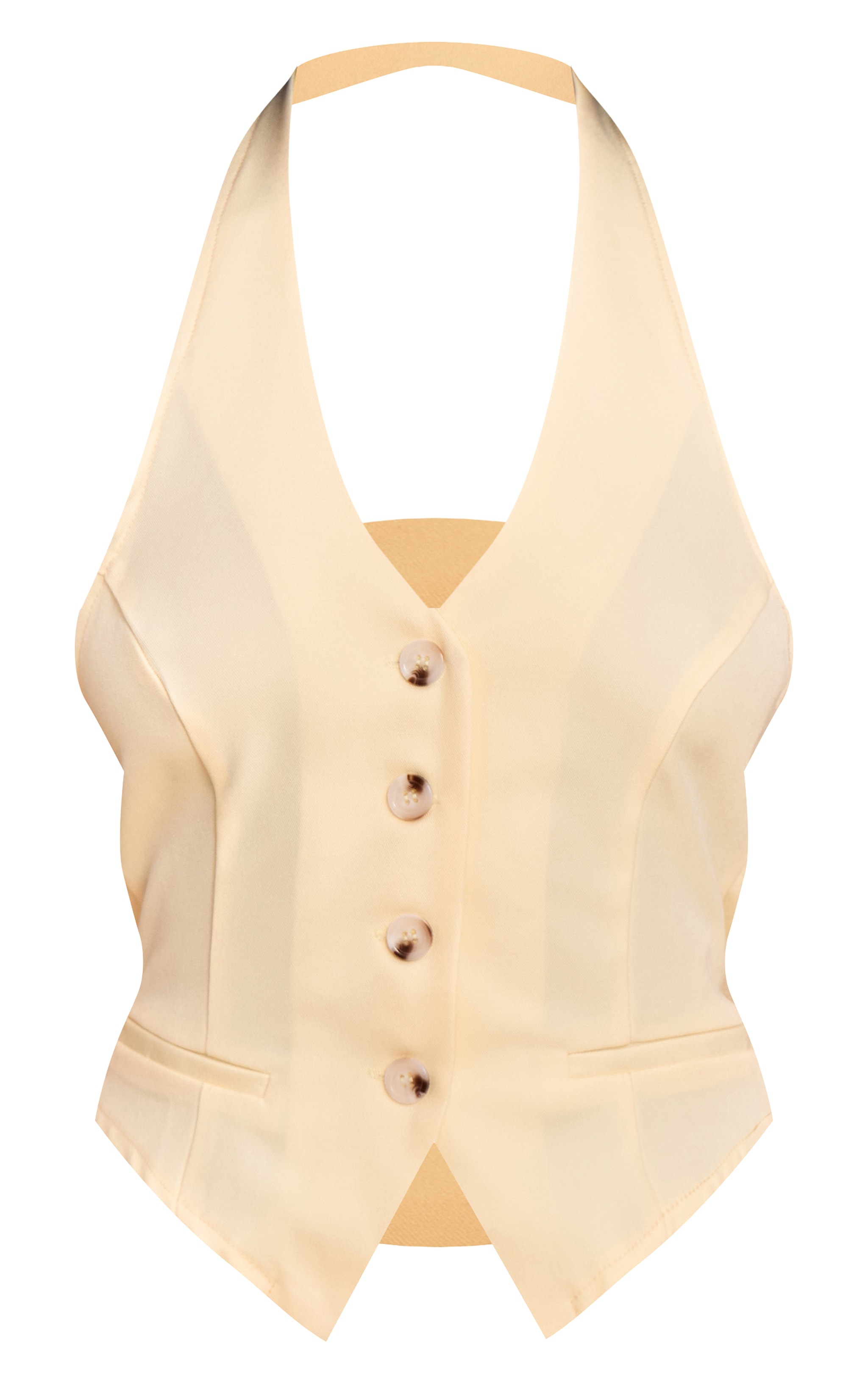 Butter Yellow Tailored Woven Backless Halterneck Waistcoat image 5