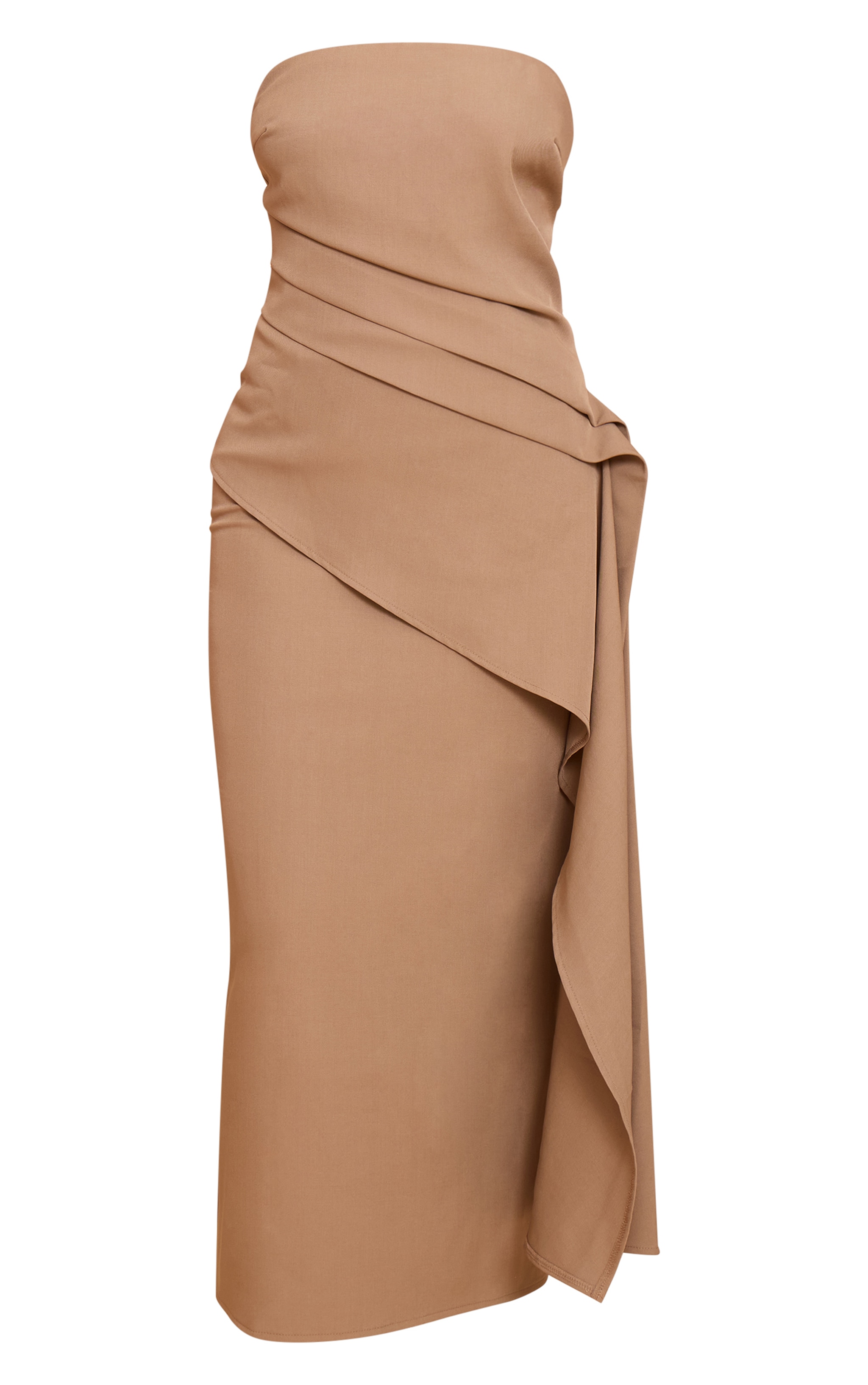 Mushroom Woven Ruched Drape Detail Dress image 5