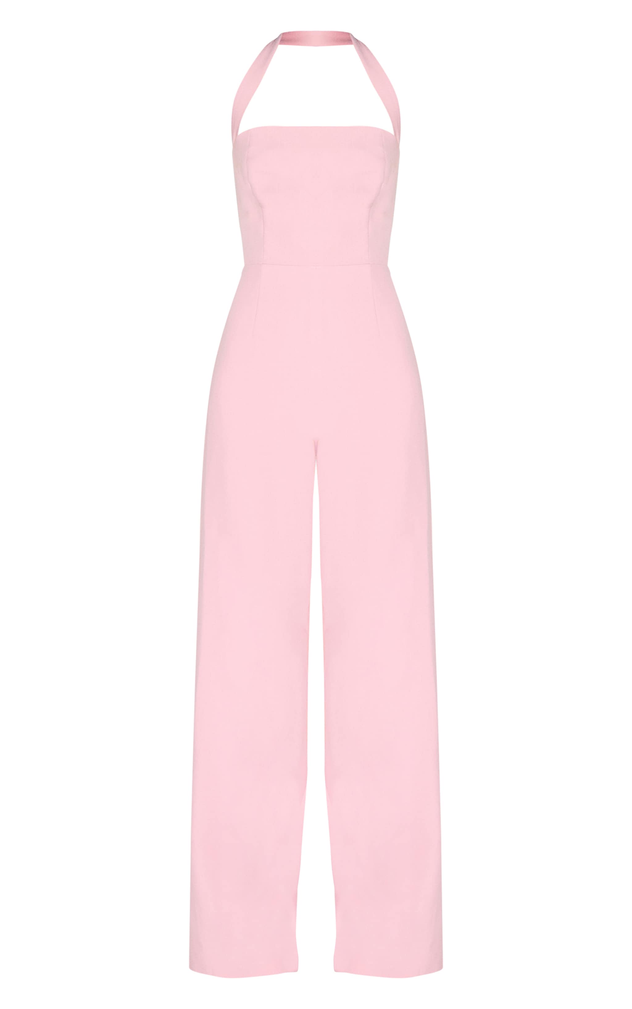 Dusty Pink Premium Woven Halterneck Straight Leg Jumpsuit image 5