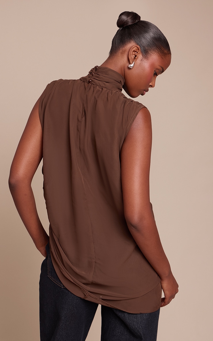 Chocolate Chiffon Extreme Plunge Top image 2