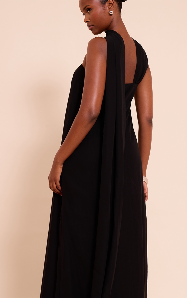 Black Chiffon Scarf Detail Bandeau Column Dress image 4