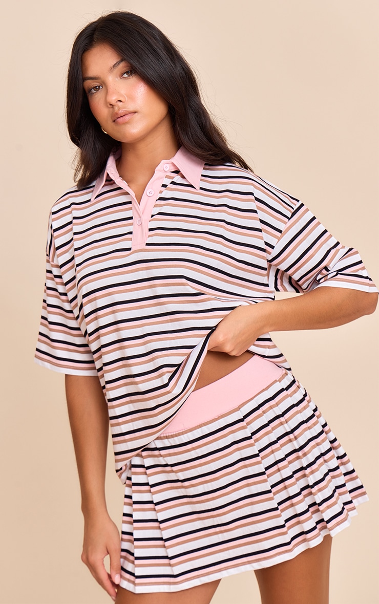 Pink Striped Pleated Mini Tennis Skort image 4