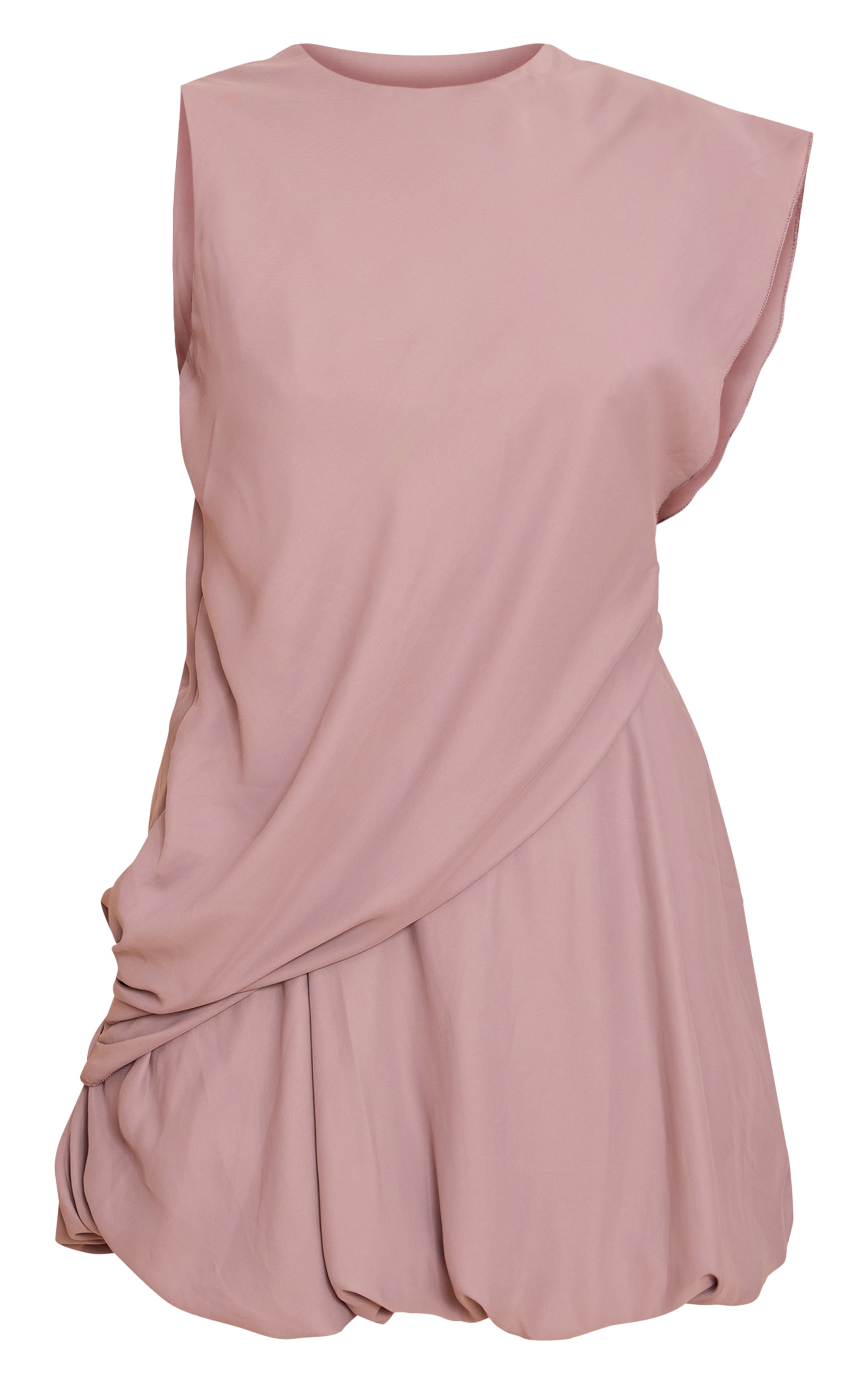 Taupe Chiffon Frill Hem Shift Mini Dress image 5