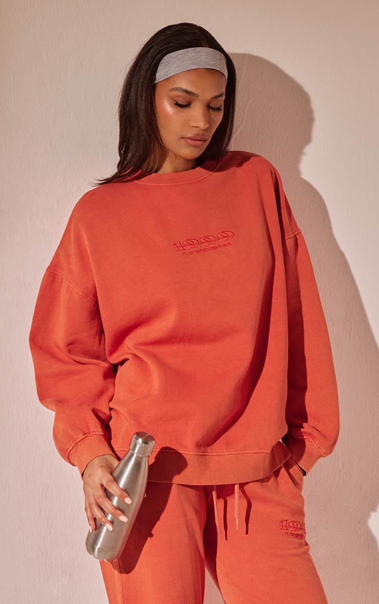 Plt Rust Sport Embroidered Sweatshirt | PrettyLittleThing AUS