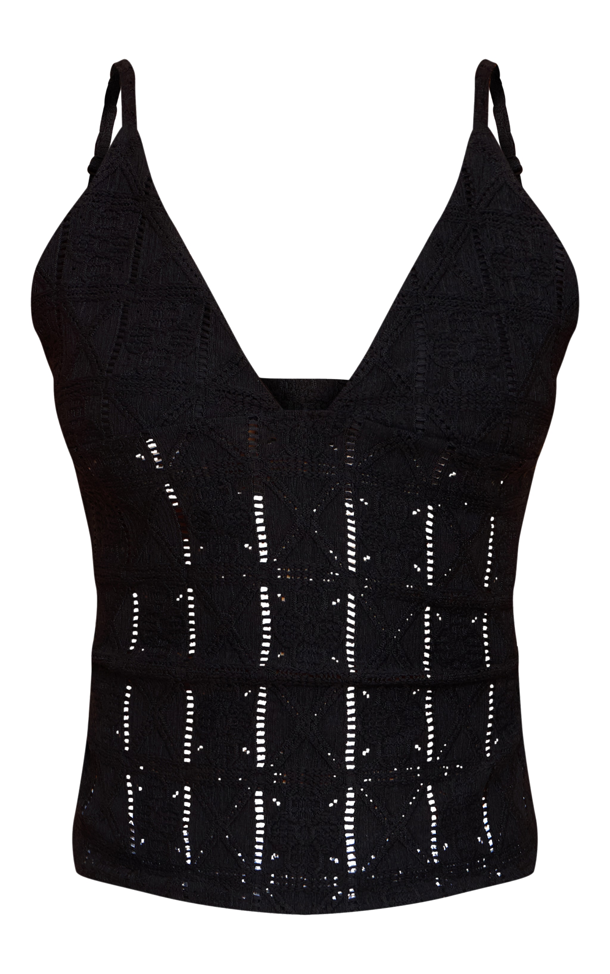 Black Crochet Textured Cami Top image 5