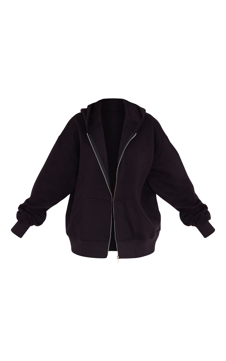 Black Ear Detail Zip Up Hoodie image 5