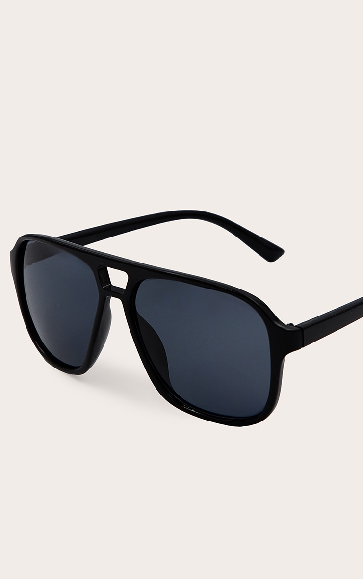 Black Angled Acrylic Frame Aviator Sunglasses image 4