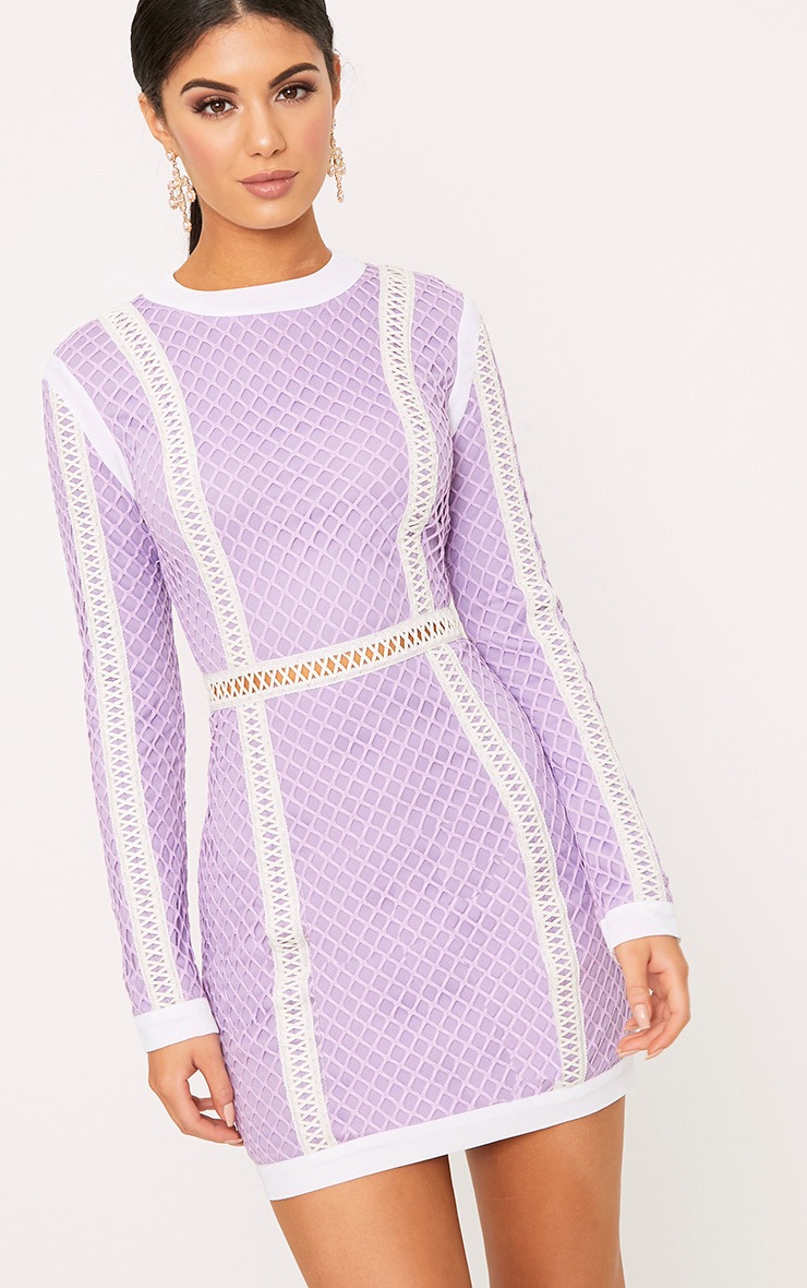 Thea Lilac Panel Bodycon Dress PrettyLittleThing