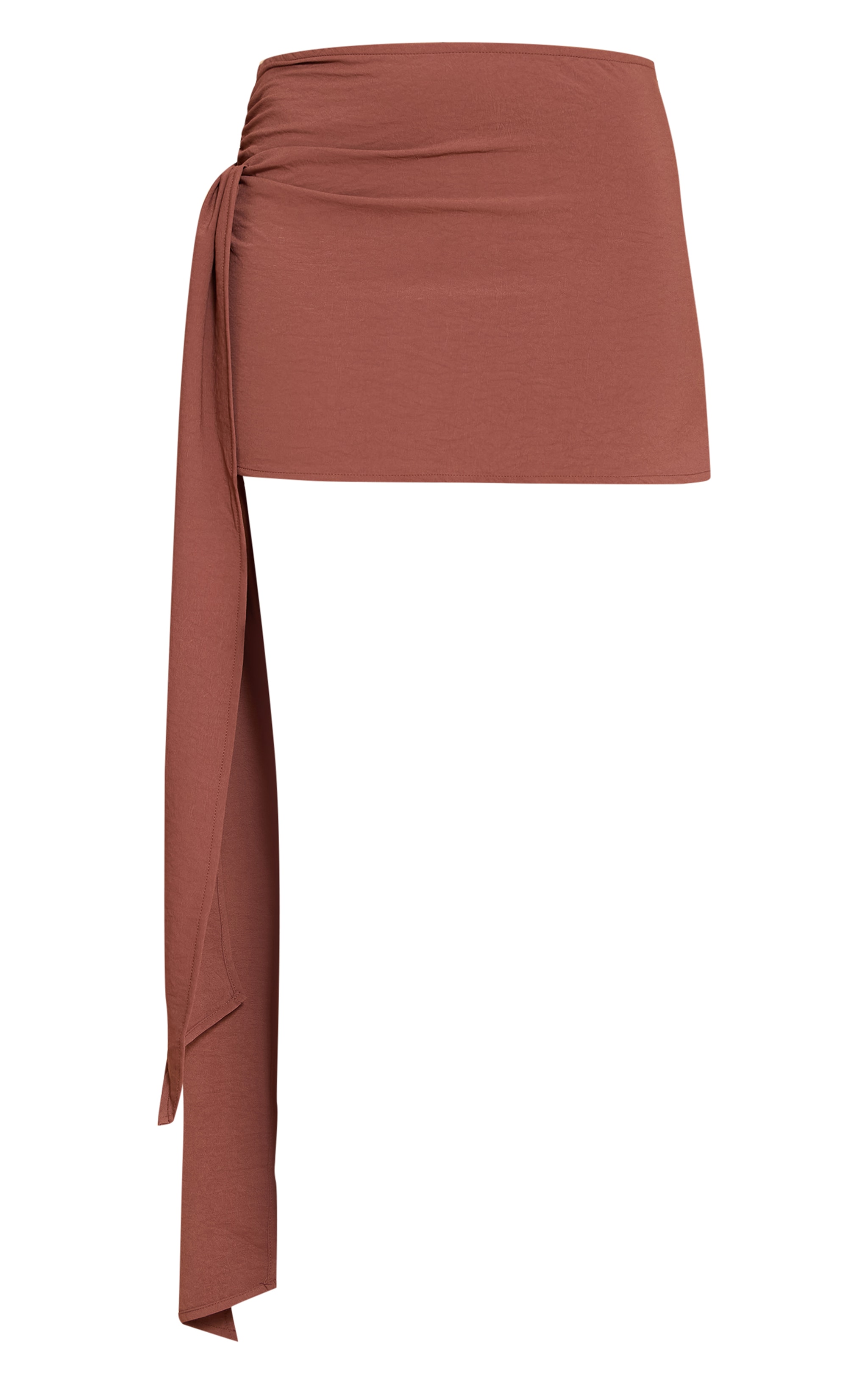 Dark Brown Floaty Woven Knot Side Mini Skirt image 6