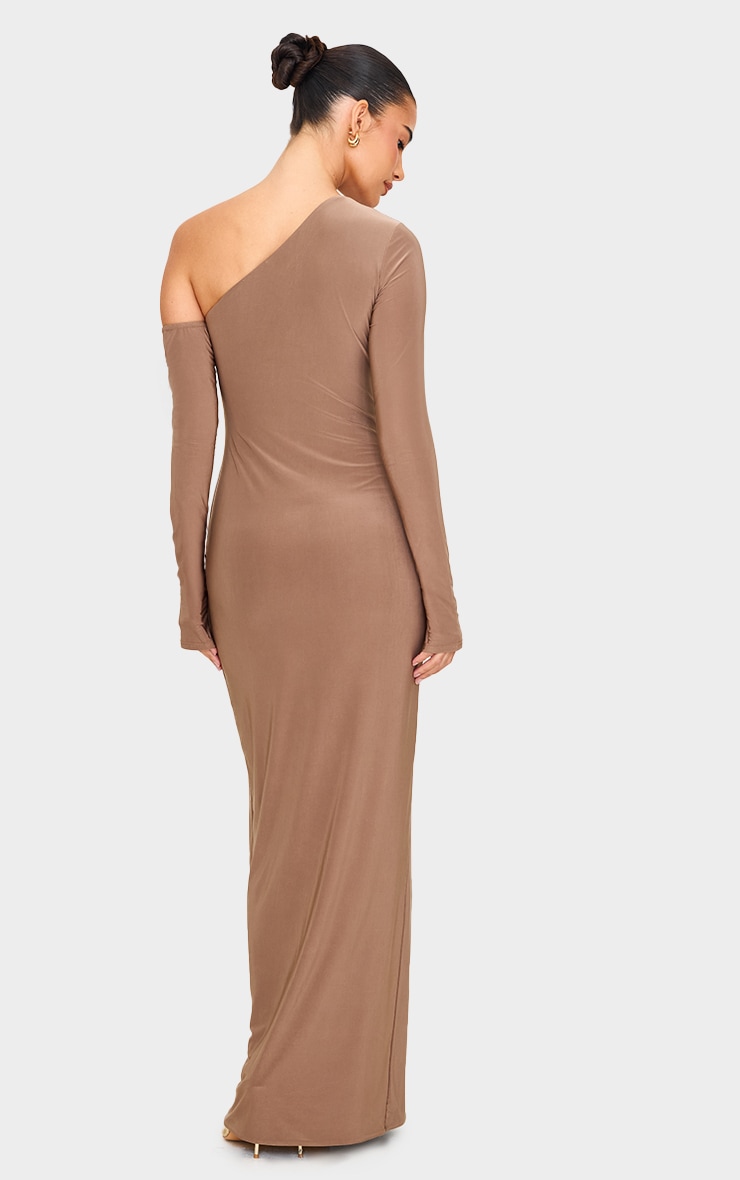 Mushroom Double Slinky Asymmetric Neck Long Sleeve Maxi Dress image 2