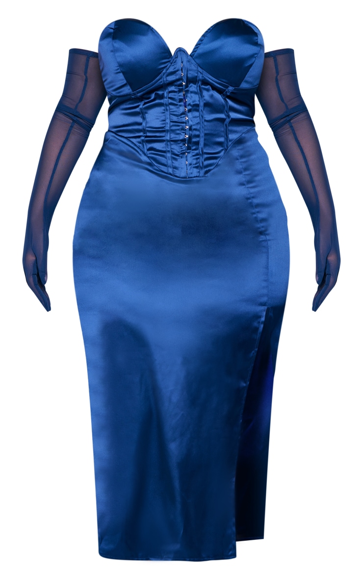 Plus Robe mi-longue corset bleu marine satinée image 5