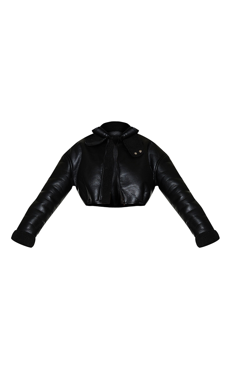 black borg lined teddy aviator jacket