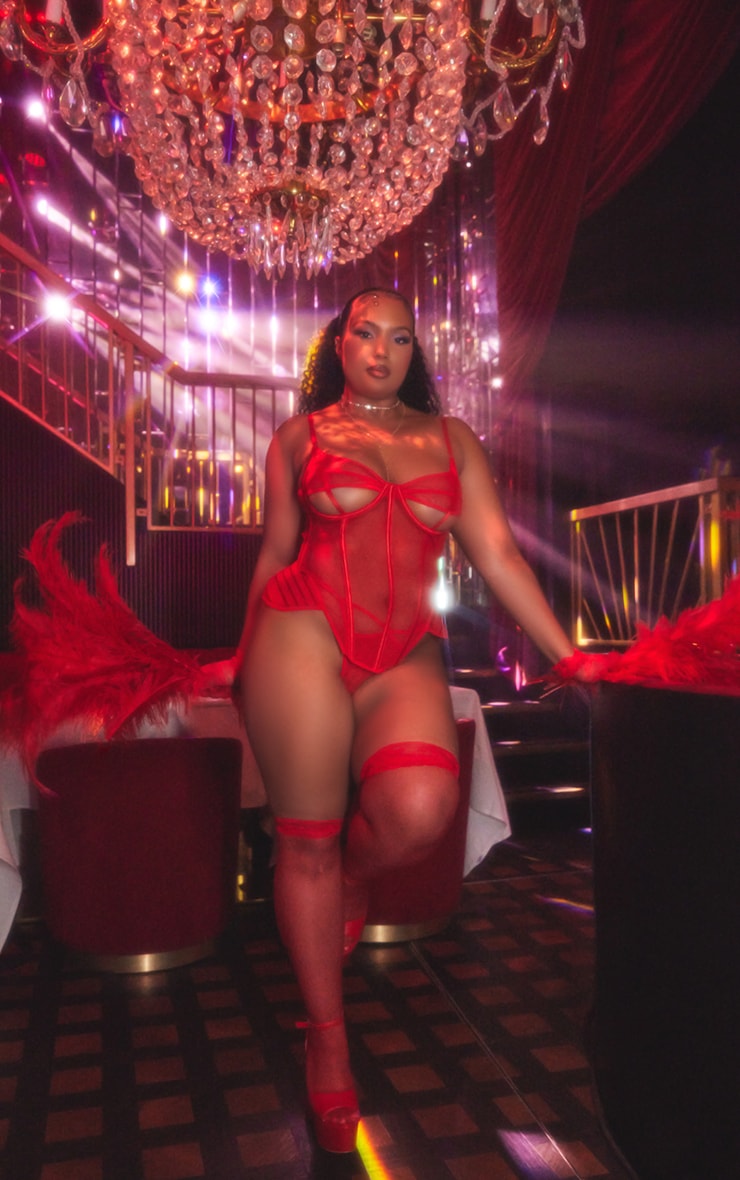 Plus Red Mesh Cut Out Detail Body