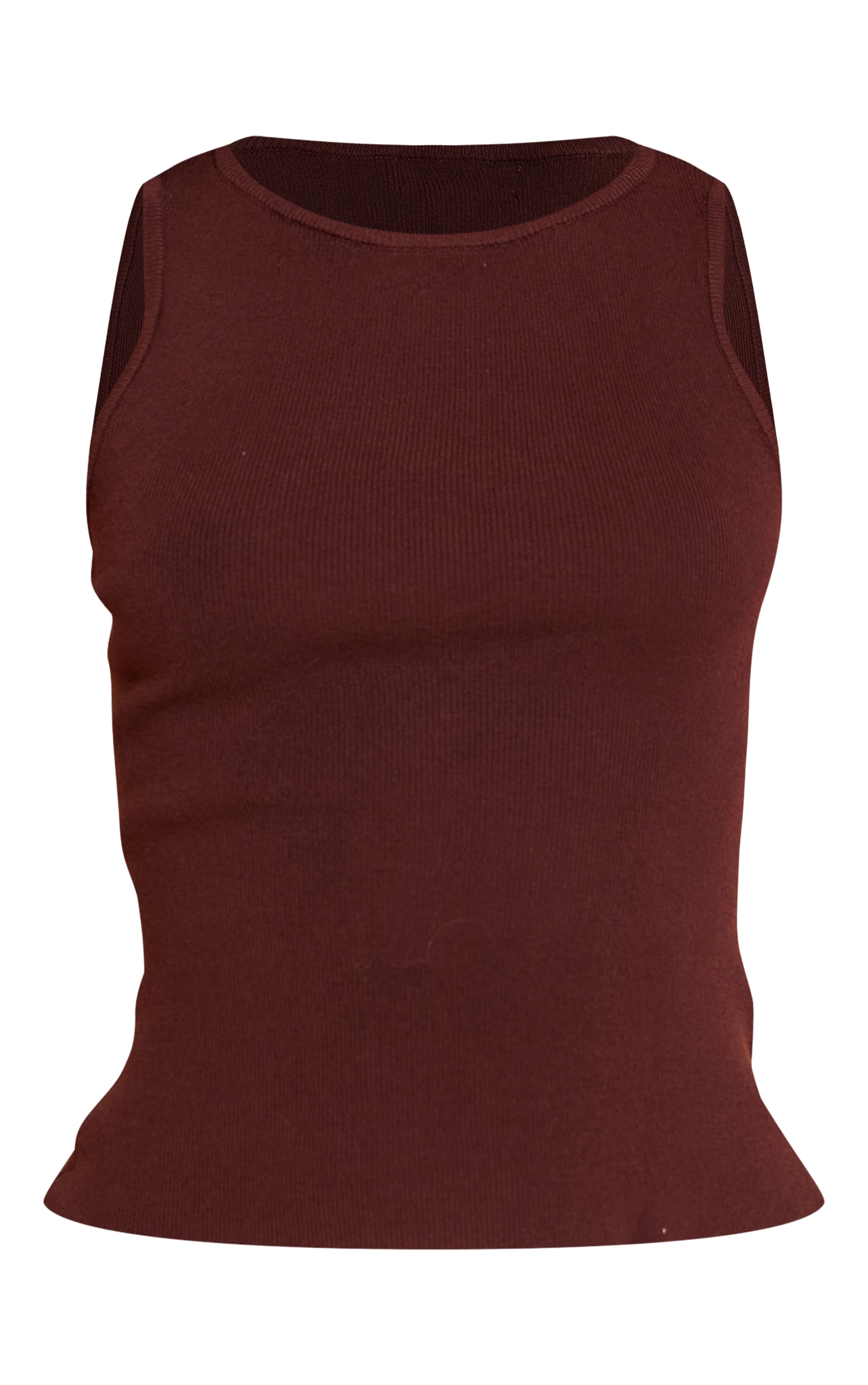 Chocolate Fine Knit Racer Neck Top image 5