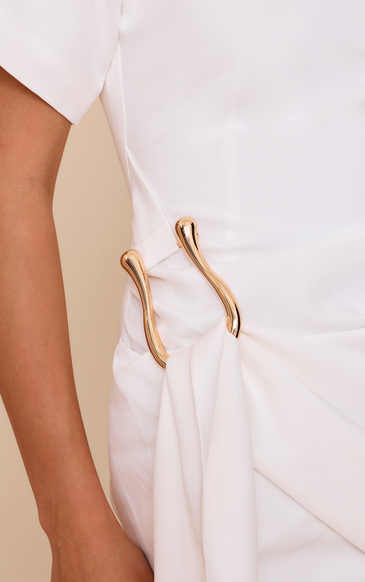Cream Woven Trim Wrap Mini Dress image 4