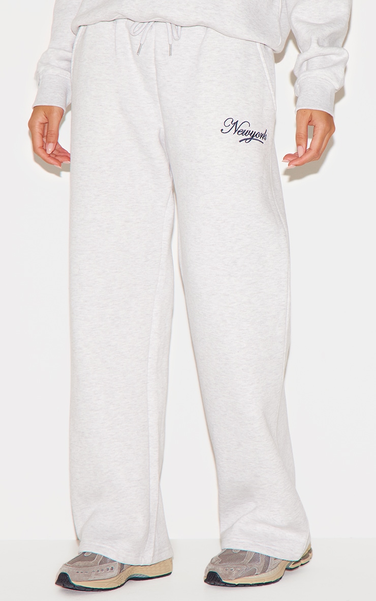 Ash Grey New York Embroidered Wide Leg Sweatpants image 2