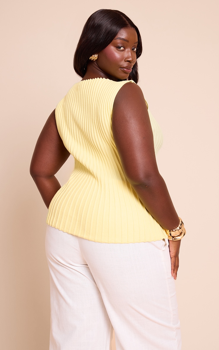 Plus Lemon Rib Knit Boat Neck Peplum Top image 2