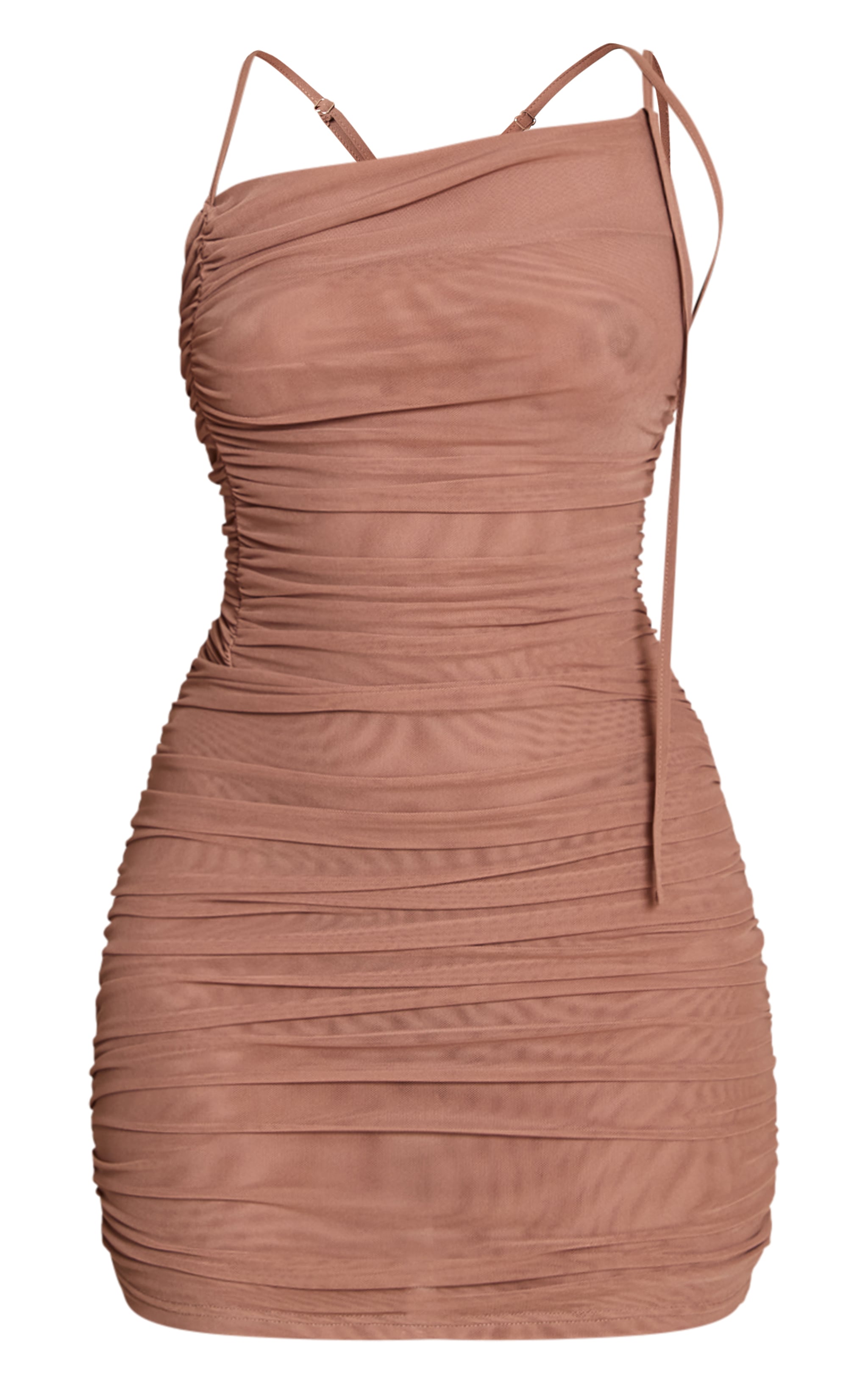 Mushroom Mesh Ruched Asymmetric Mini Dress image 5