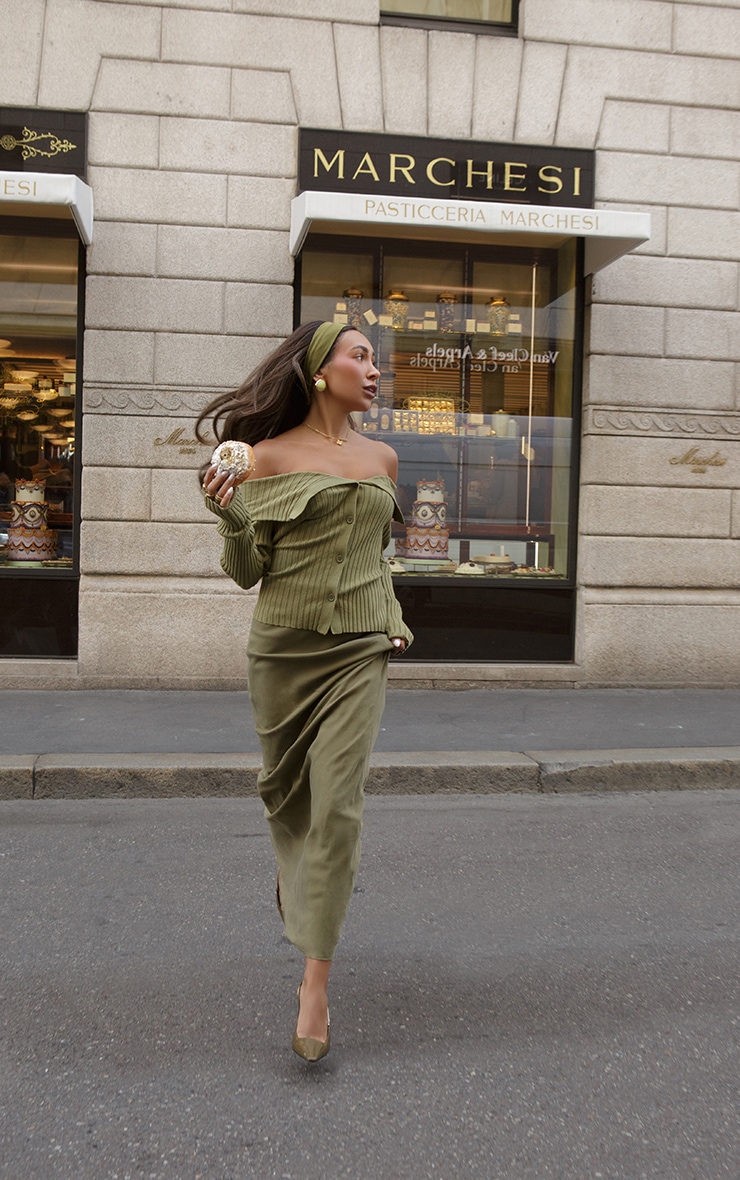 Olive Tencel Maxi Skirt image 3