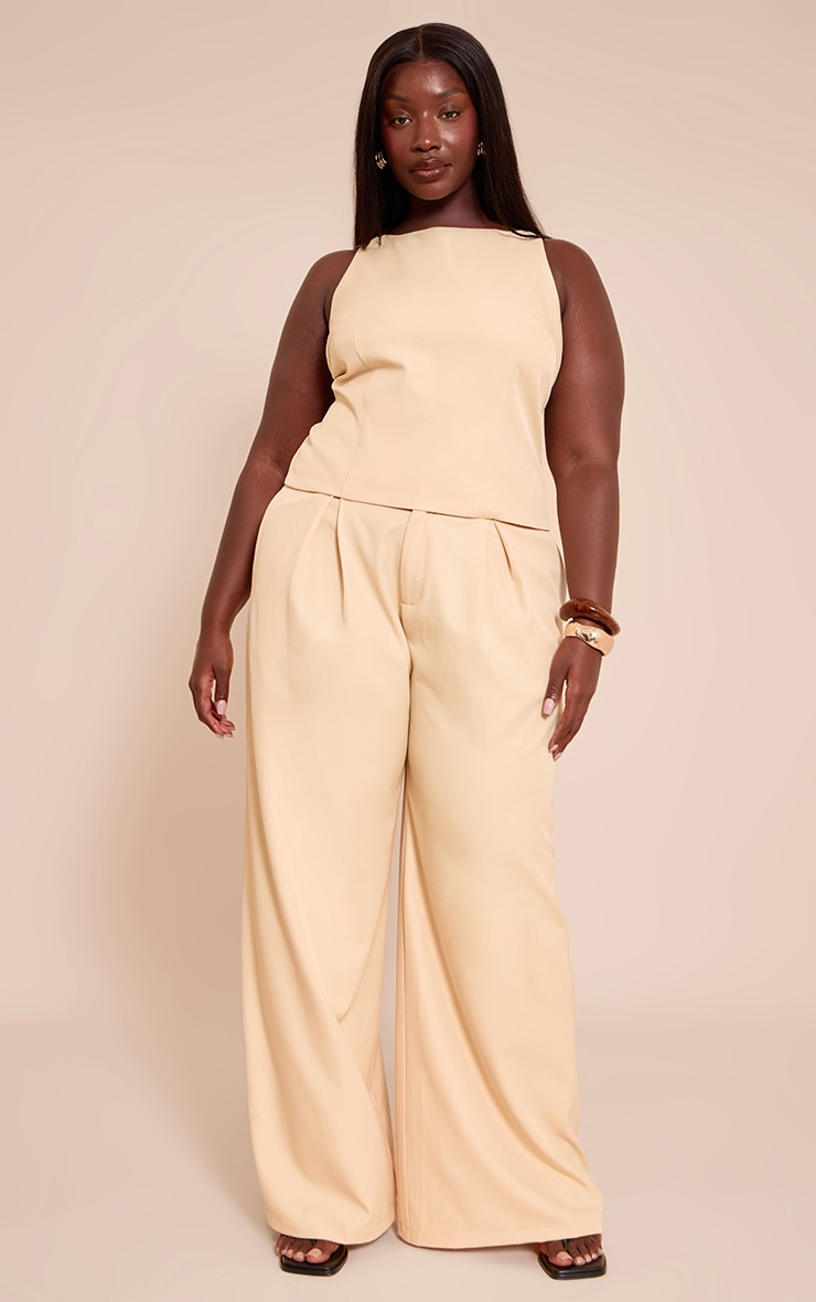 Plus Lemon Racer Neck Detail Sleeveless Top image 3