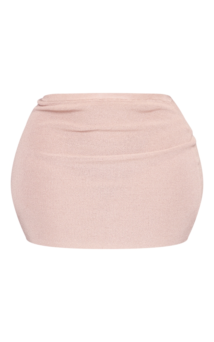 Plus Rose Gold Rib Knit Asymmetric Mini Skirt image 6