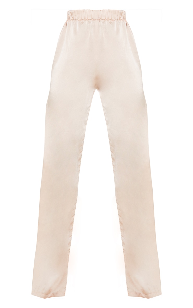 Tall Champagne Satin High Waisted Ruched Wide Leg Pants image 5