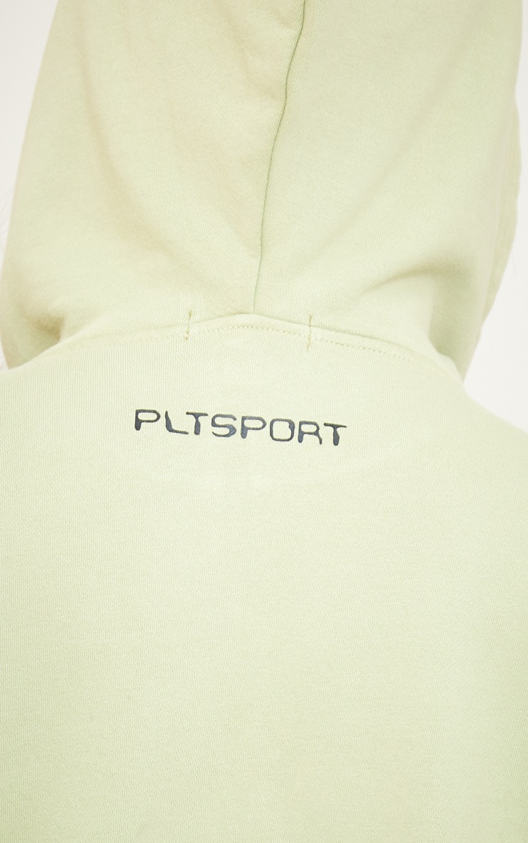 PRETTYLITTLETHING Matcha Green Sport Washed Half Zip Hoodie image 4