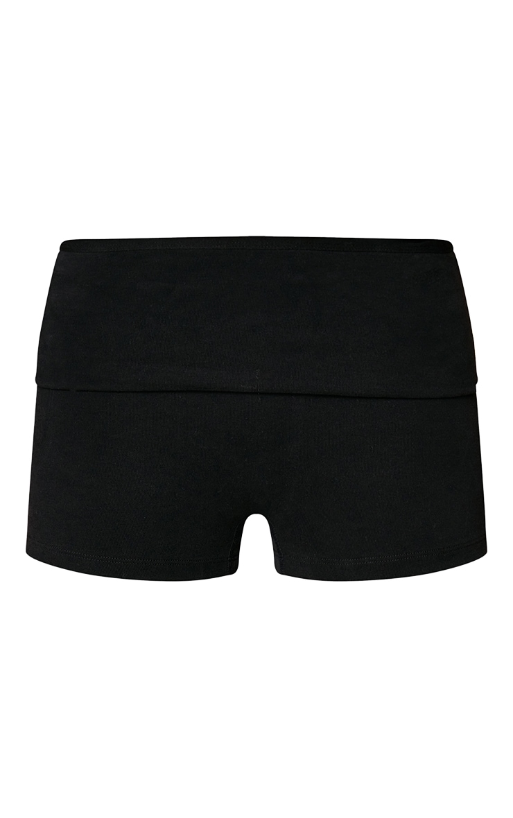 Black Soft Cotton Fold Waist Hot Pant image 5