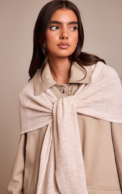 Oatmeal Knit Contrast Tassel Shawl