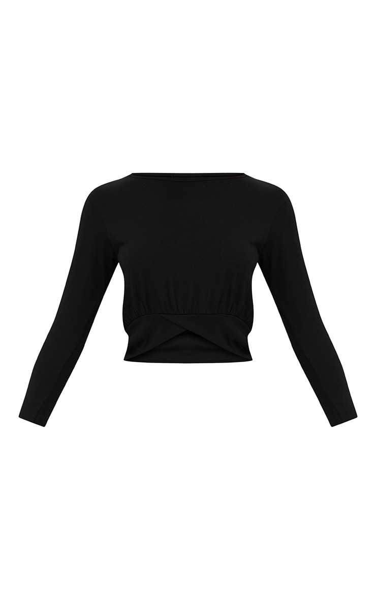 Basic Black 3/4 Sleeve Crop Top image 3