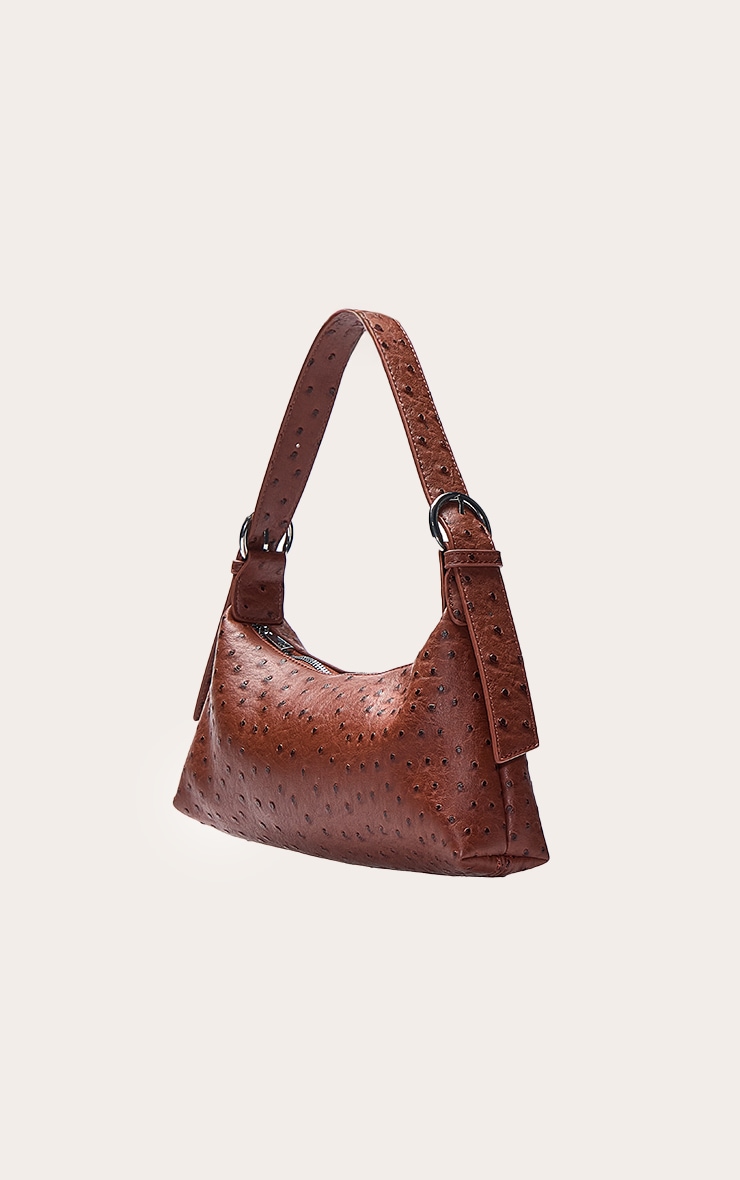 Tan Ostrich PU Shoulder Bag image 3
