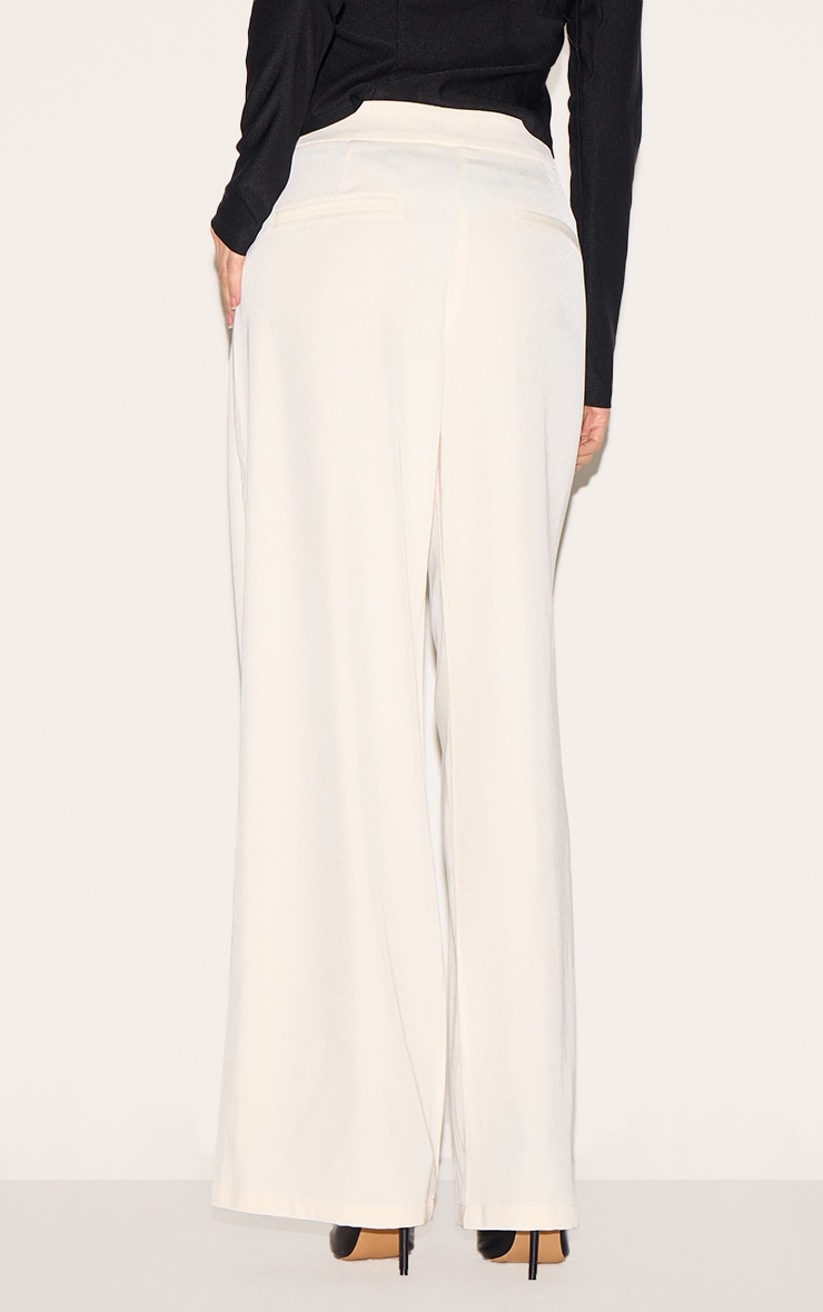 Cream Premium Woven High Waist Tailored Pants image 3