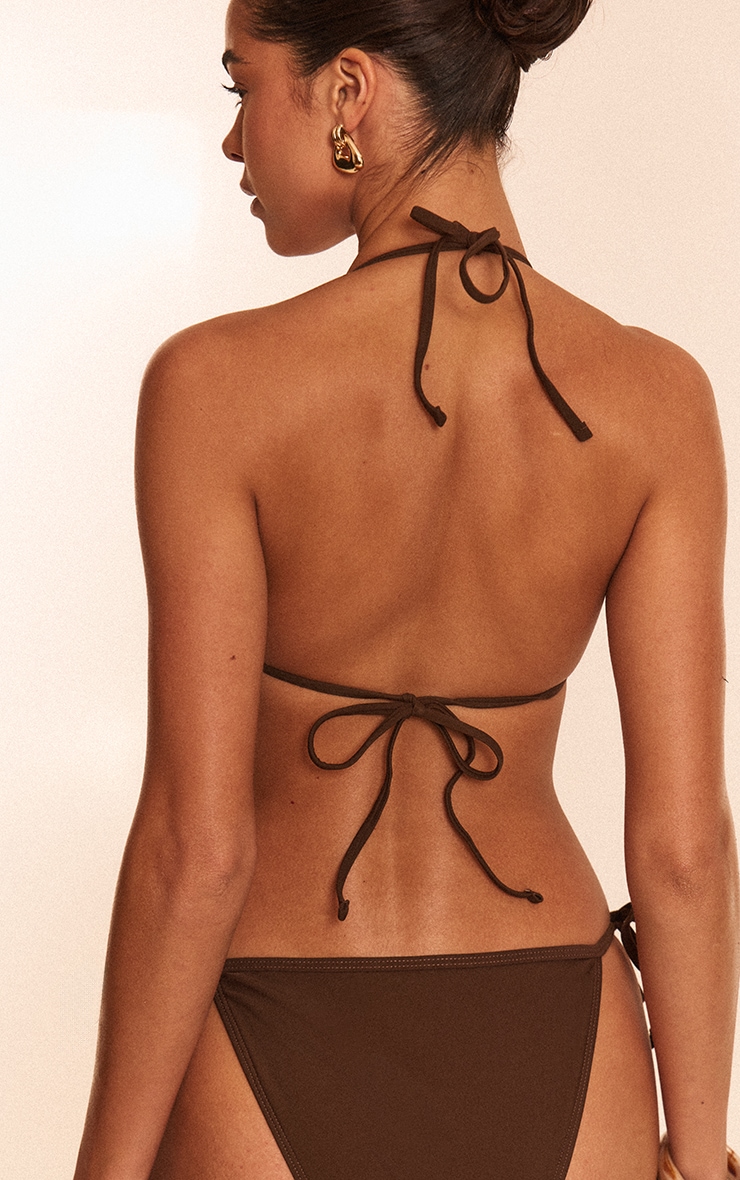 Chocolate Ruffle Triangle Bikini Top image 2