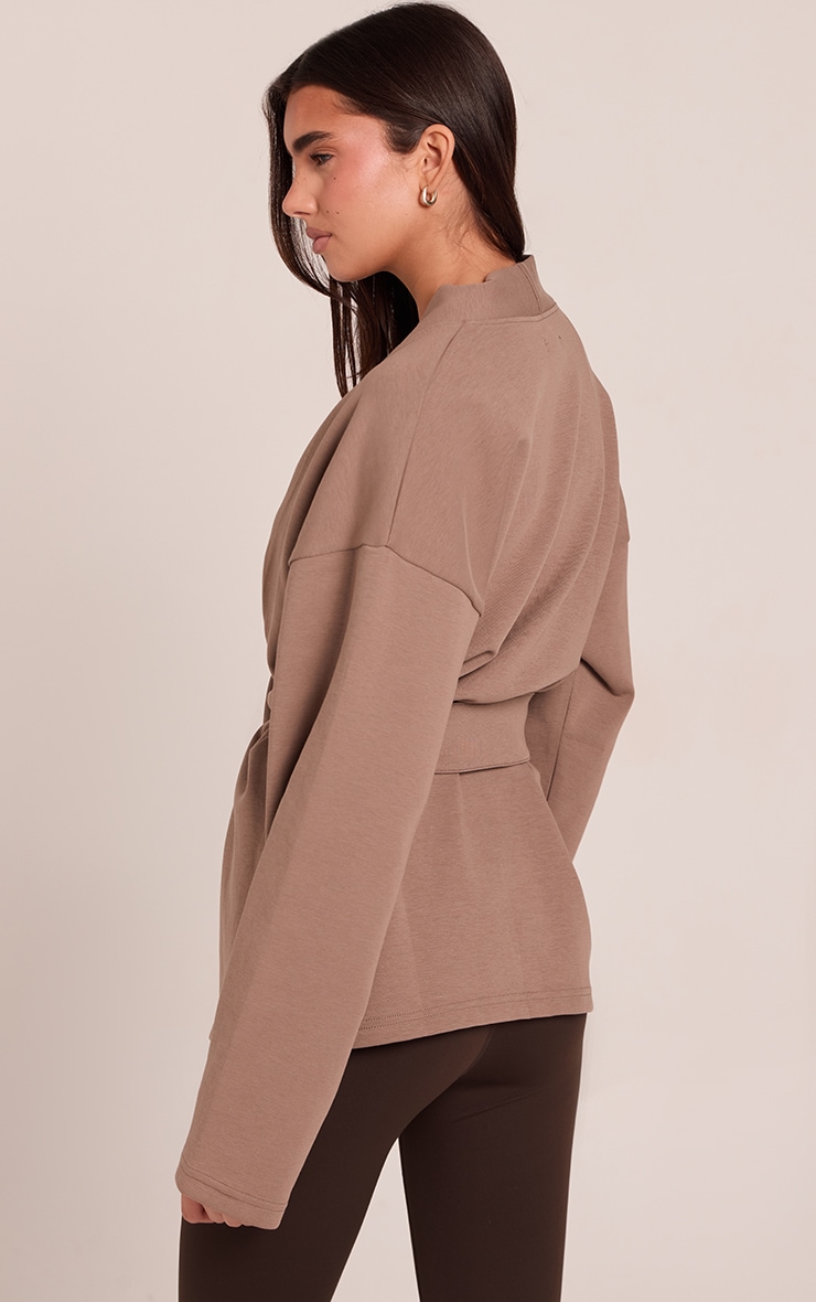 Mocha Interlock Tie Waist Yoga Jacket image 2