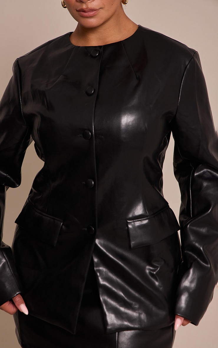 Shape Blazer en PU noir à boutons image 4