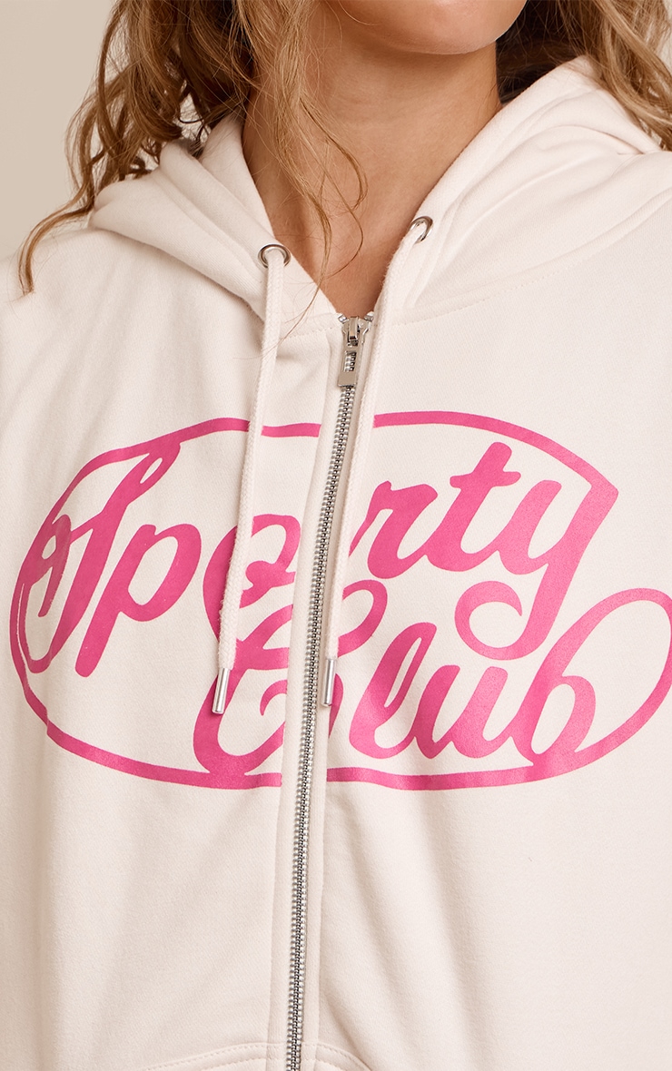 Cream Sports Club Cotton Fleece Full Zip Hoodie image 4