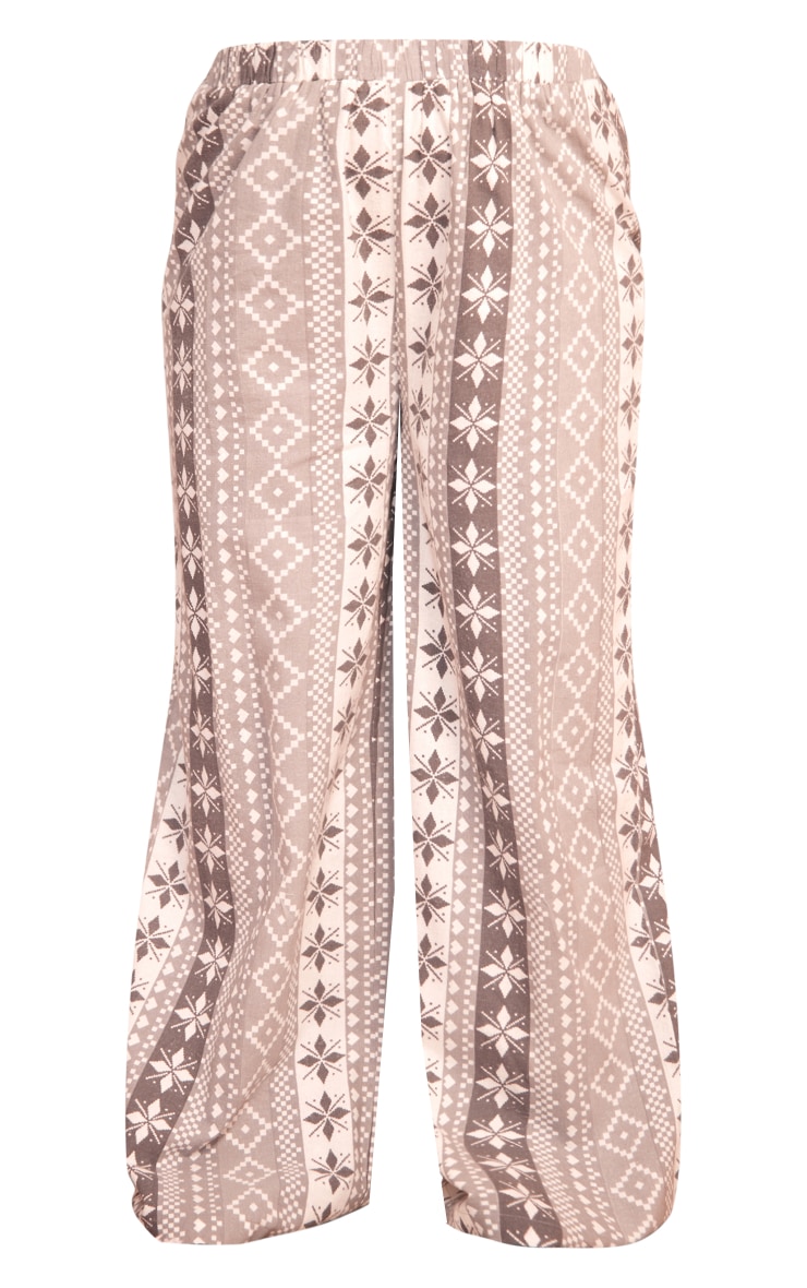 PRETTYLITTLETHING Plus Grey Fairisle Brushed PJ Pants image 5