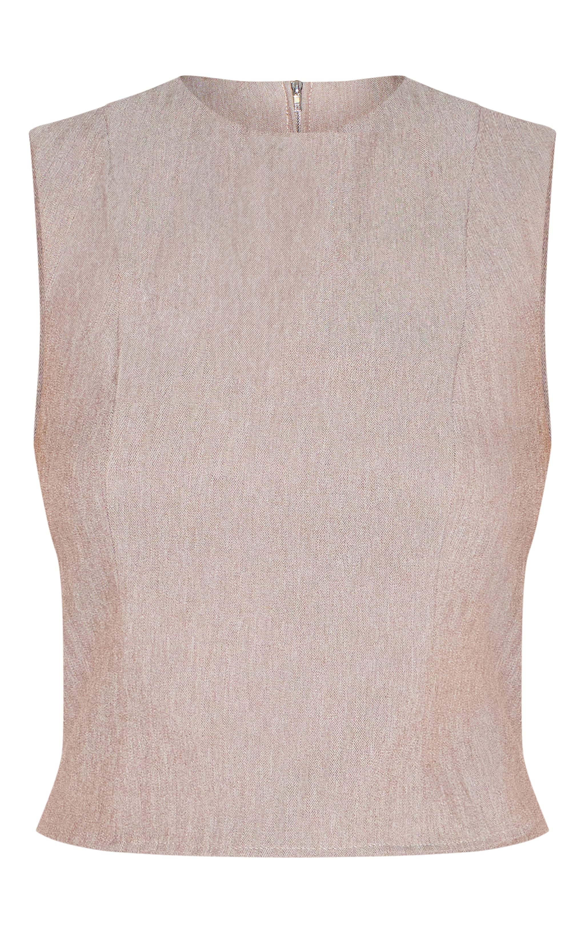 Grey Woven Sleeveless Tailored Top image 5