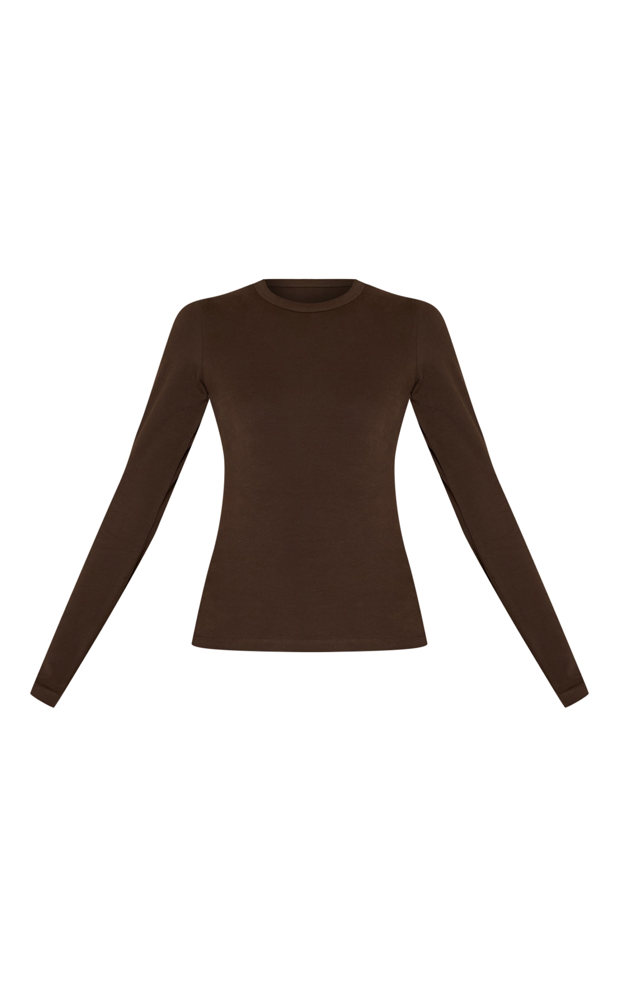 Deep Chocolate Wash Soft Cotton Crew Neck Longline Long  Sleeve Top image 5