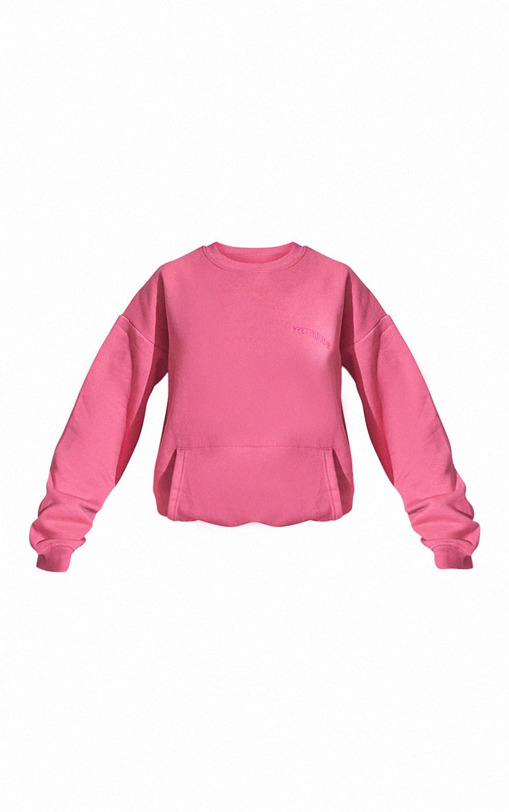 Pink oversized cheap crew neck
