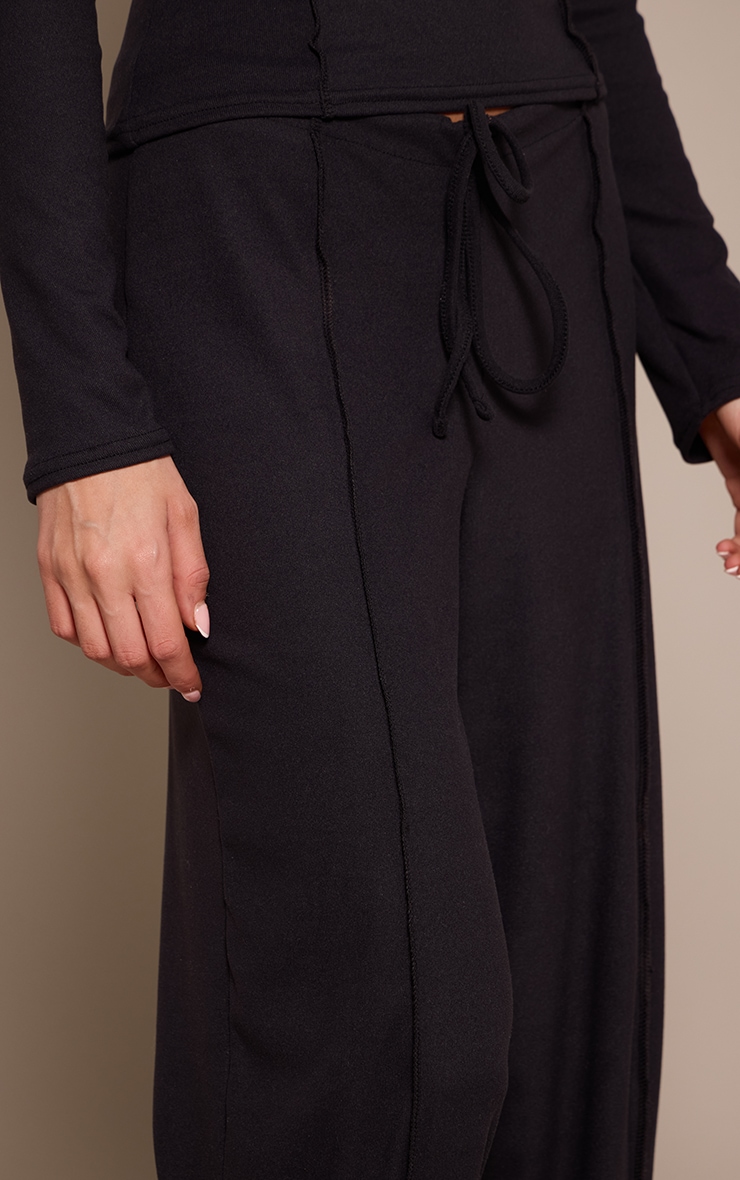 Black Seam Detail Wide Leg Pants image 4