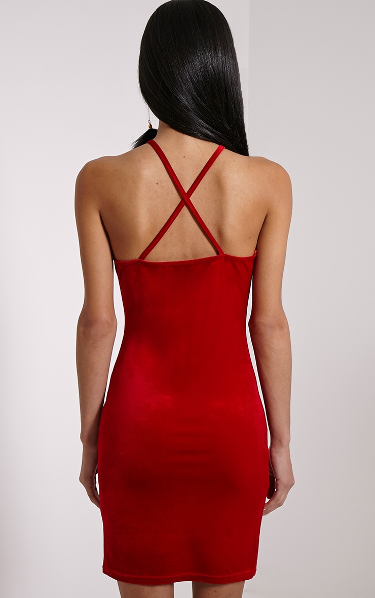 Zara Red Velvet Mini Dress Dresses PrettyLittleThing