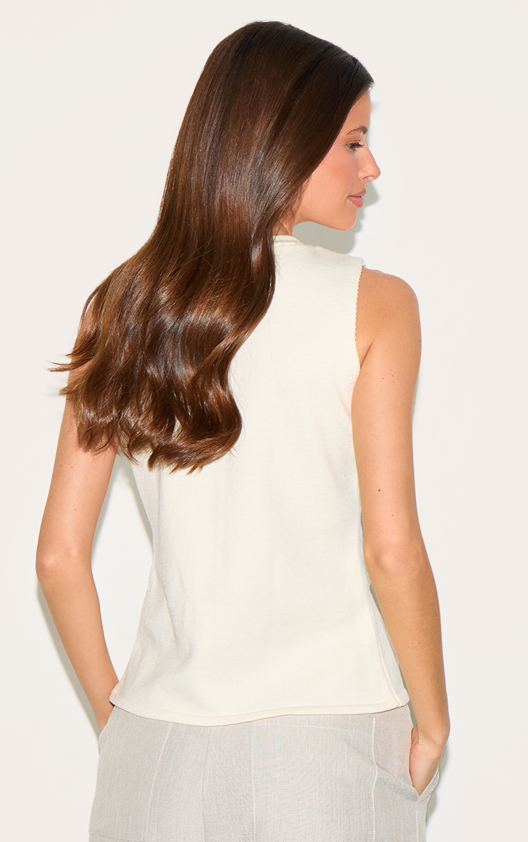 Cream Button Through Sleeveless Top image 2