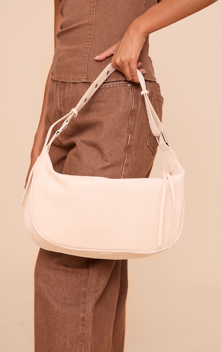 Off White Suede Oversized Slouchy Shoulder Bag image 5