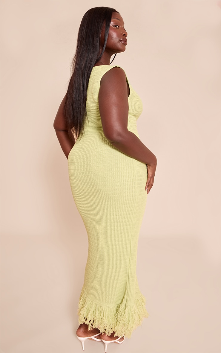 Plus Green Loop Knit Asymmetric Maxi Dress image 2