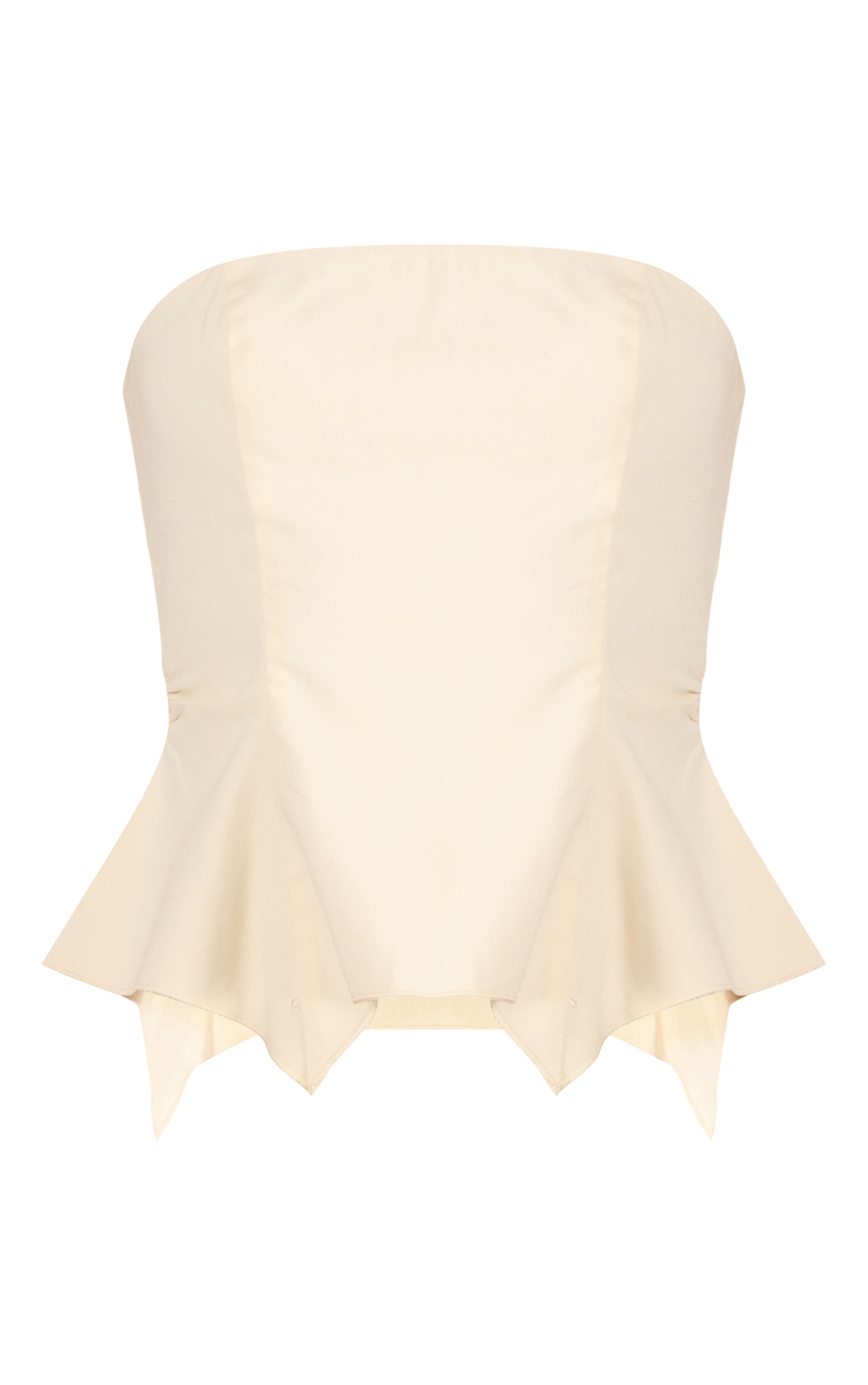 Cream Linen-Blend Peplum Bandeau Top image 5