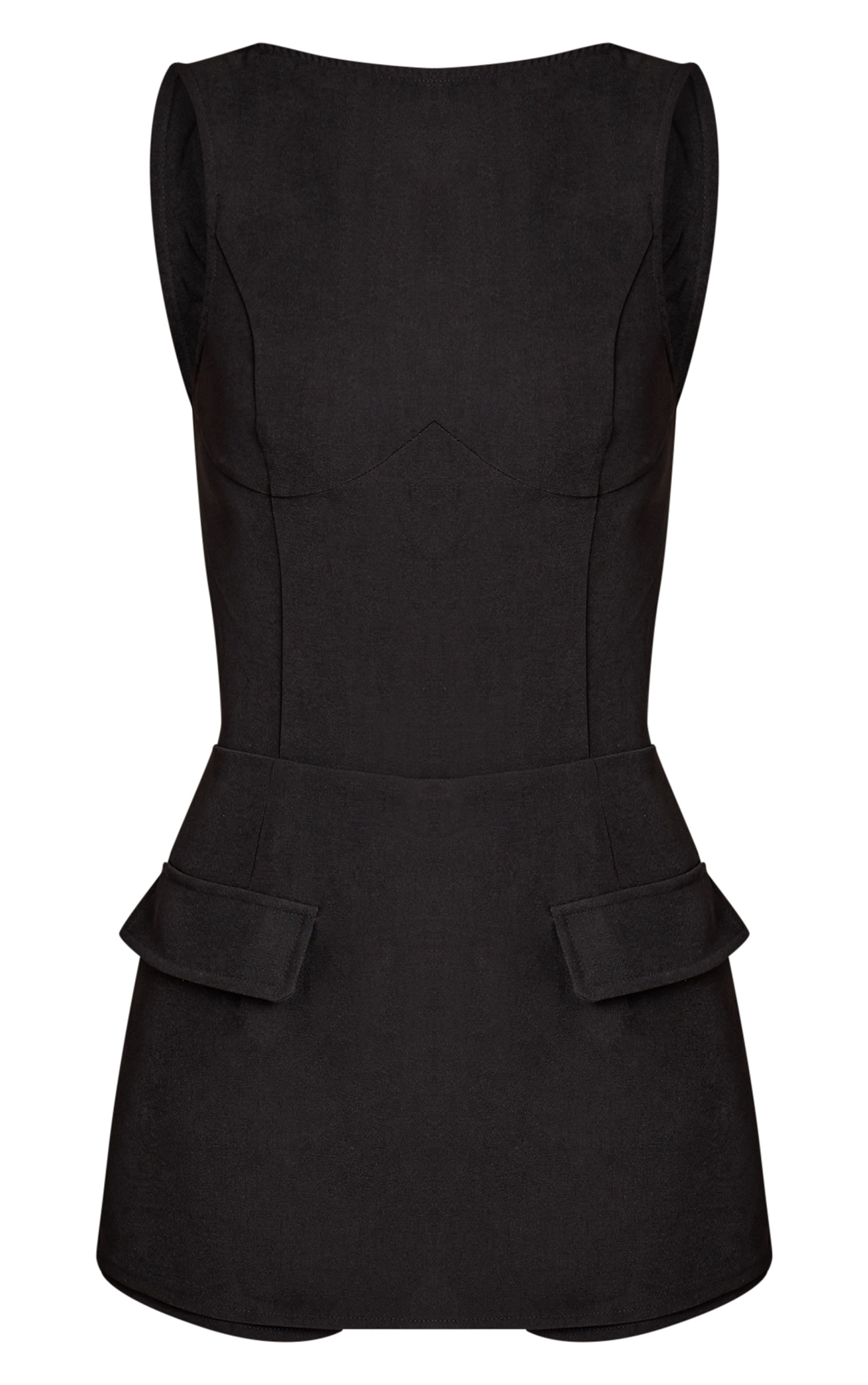 Tall Combishort jupe short tissé noir sans manches à détail poches image 5