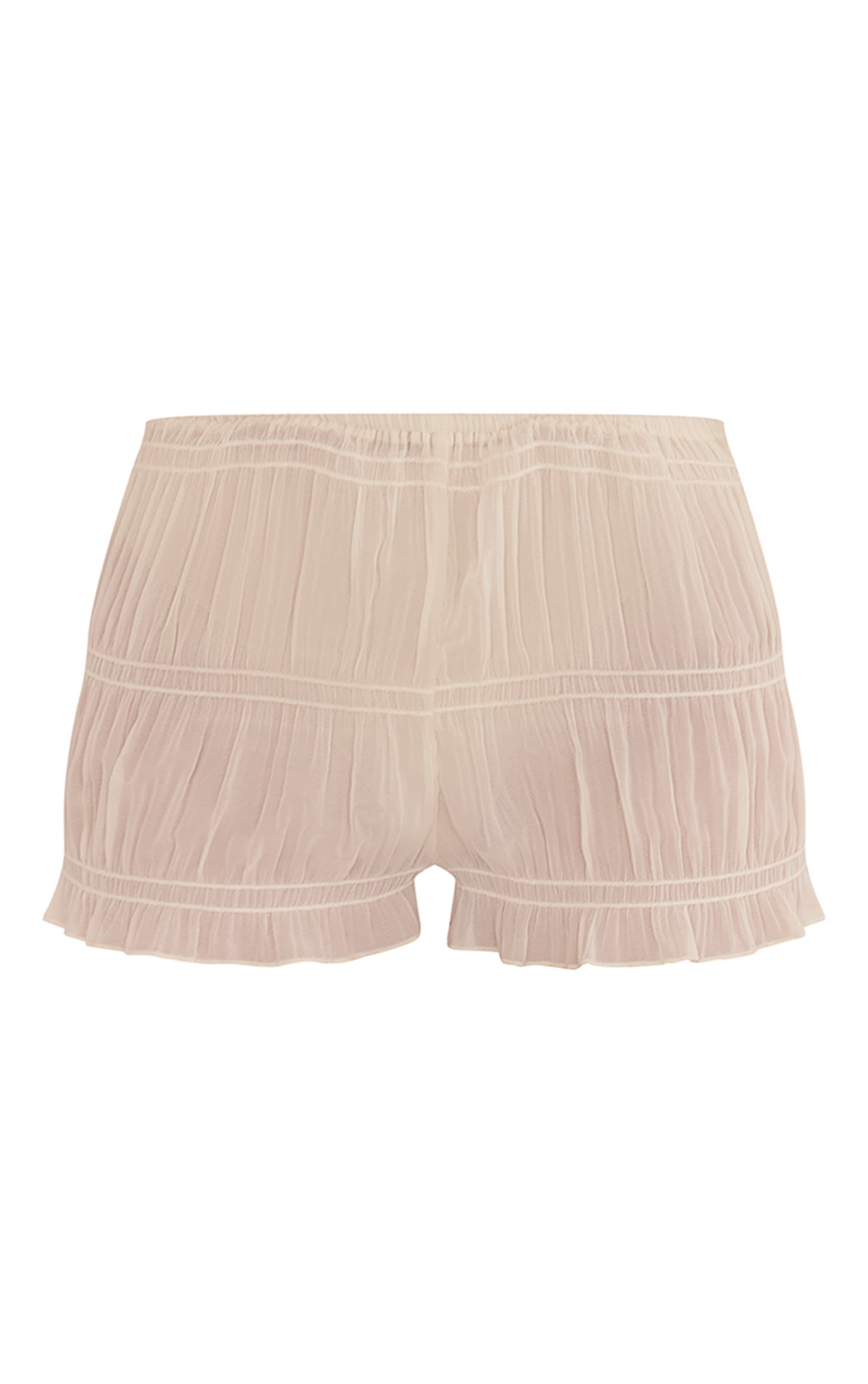 Mini short en mousseline de soie crème froncé image 6