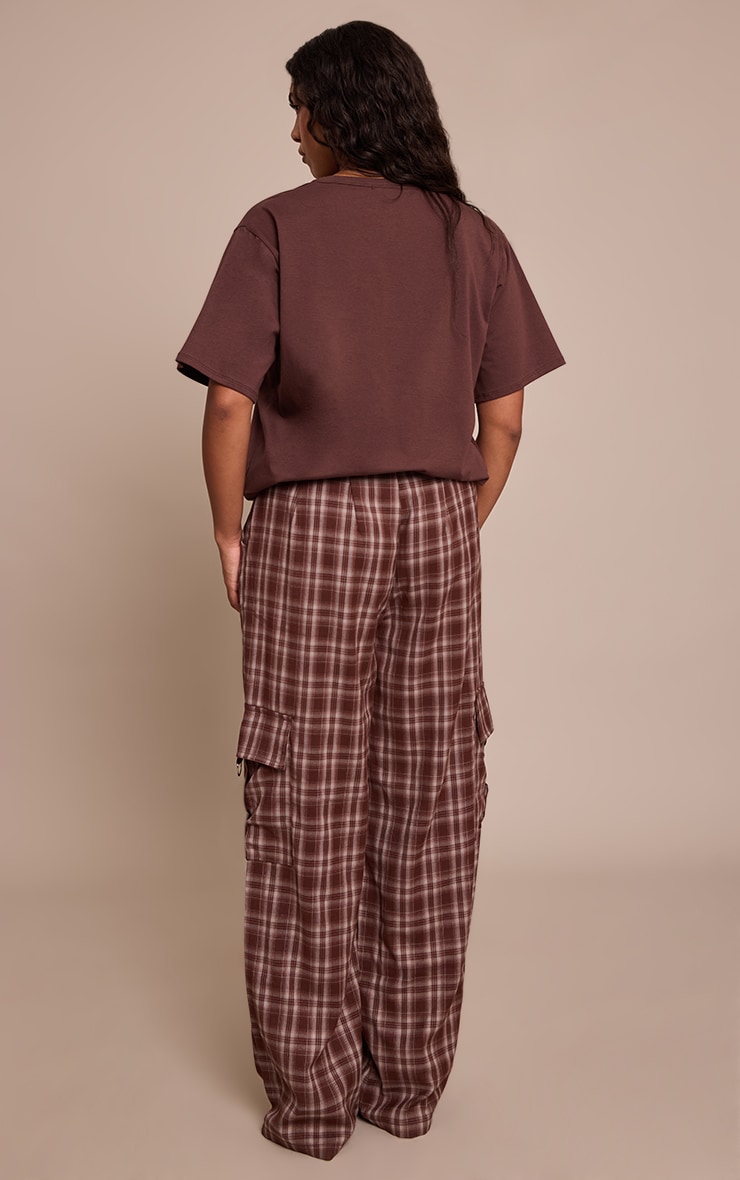 Shape Chocolate Tartan Buckle Cargo Wide Leg Pants image 3
